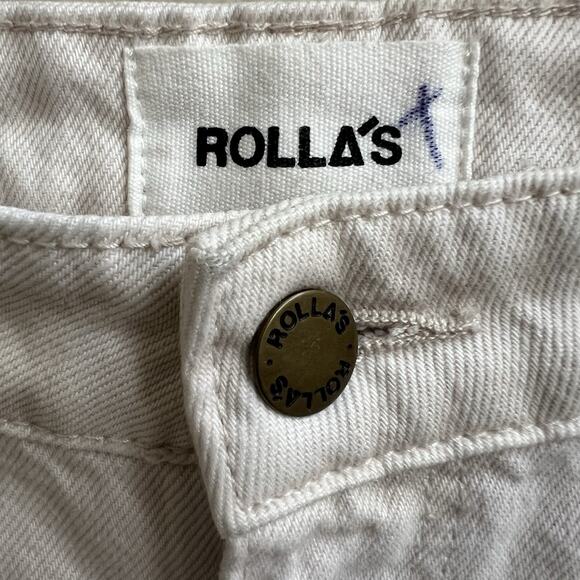 ROLLAS Original High Rise Straight Jeans Salt Color Cream Sz 28 Retro Pockets - Picture 4 of 10